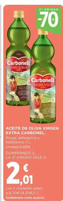 Hipercor 2a unidad -70% aceite de oliva virgen extra carbonel oferta
