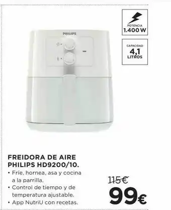 Hipercor Freidora de aire philips hd9200 10 oferta
