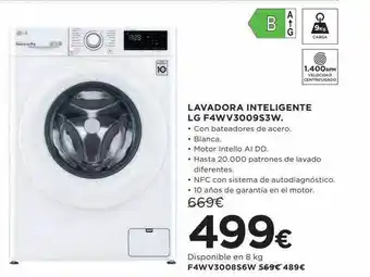 Hipercor Lavadora inteligente lg f4wv3009s3w oferta