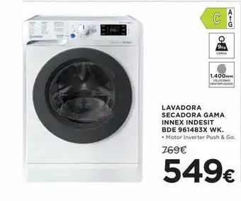 Hipercor Lavadora secadora gama innex indesit bde 961483x wk oferta