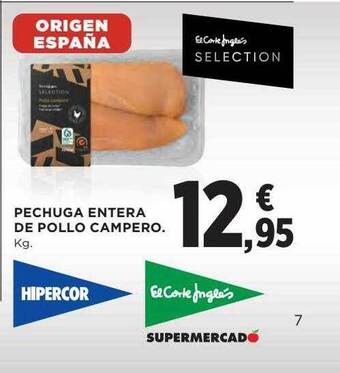 Hipercor Pechuga entera de pollo campero oferta