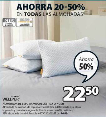 JYSK Wellpur almohada de espuma viscoelástica lyngen oferta
