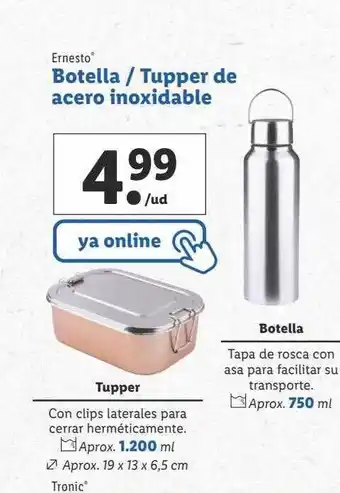 Lidl Ernesto botella tupper de acero inoxidable oferta