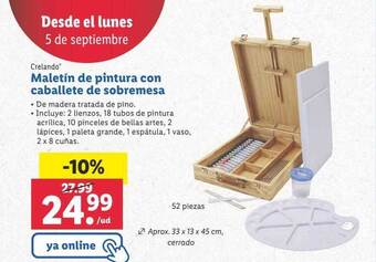 Lidl Crelando maletín de pintura con caballete de sobremesa oferta
