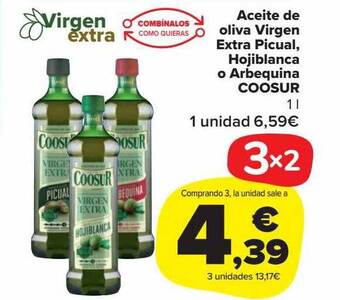 Carrefour Market Aceite de oliva virgen extra picual hojiblanca o arbequina coosur oferta