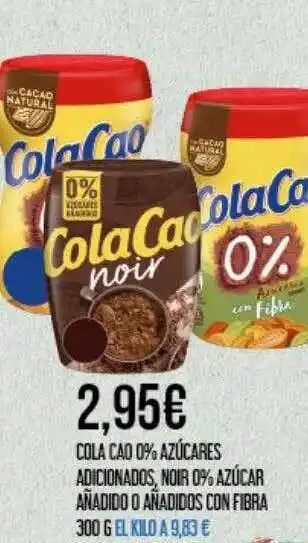 Claudio Cola cao 0% azúcares adicionados noir 0% azúcar añadido o añadidos con fibra oferta