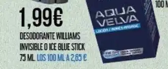 Claudio Desodorante williams invisible o ice blue stick oferta
