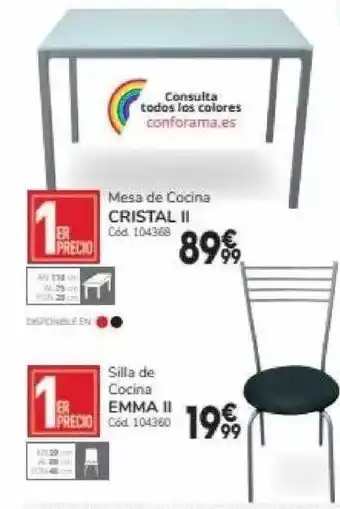 Conforama Mesa de cocina cristal ii silla de cocina emma ii oferta