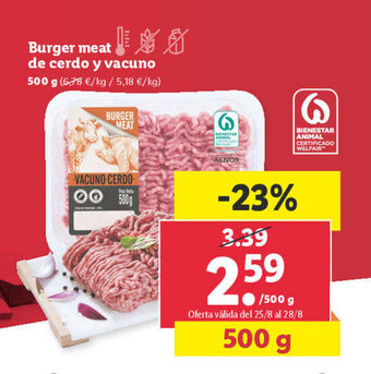 Lidl Burger meat de cerdo y vacuno oferta
