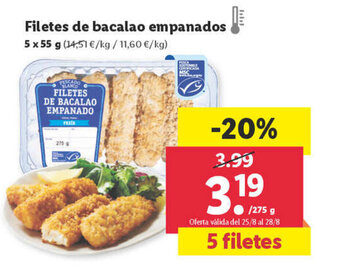 Lidl Filetes de bacalao empanados oferta