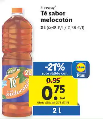 Lidl FREEWAY té sabor melocotón oferta