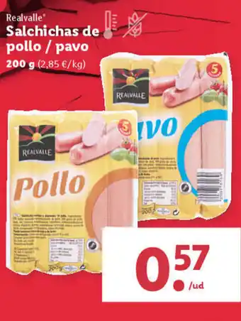 Lidl REALVALLE salchichas de pollo / pavo oferta