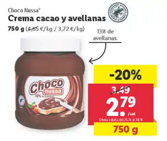 Lidl CHOCO NUSSA crema cacao y avellanas oferta