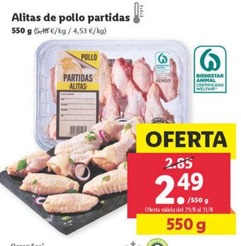 Lidl Alitas de Pollo Partidas oferta