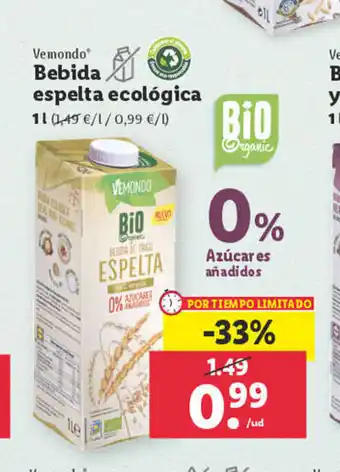 Lidl Bebida Espelta Ecológica oferta