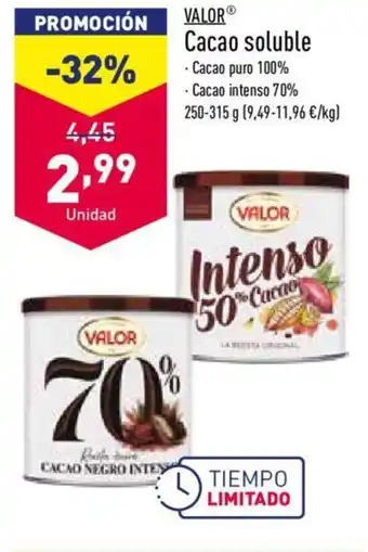 ALDI Valor Cacao Soluble oferta