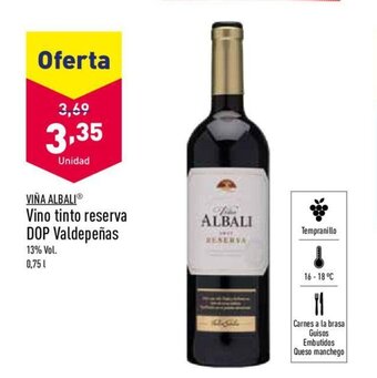 ALDI Viña Albali Vino Tinto Reserva DOP Valdepeñas oferta