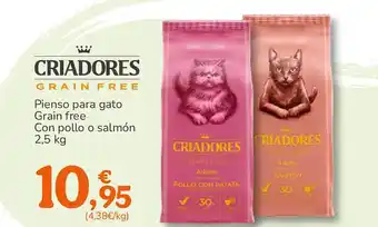 Criadores grain free pienso para gato grain free con pollo o salmón