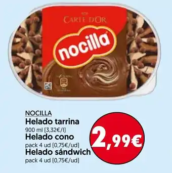 Hiper Usera Nocilla Helado tarrina 900ml / Helado cono 4ud / Helado sándwich 4ud oferta
