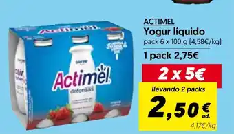 Hiper Usera Danone Actimel Yogur líquido 6 x 100g oferta