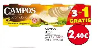 Hiper Usera Campos Atún pack 3 + 1 Gratis 208g oferta