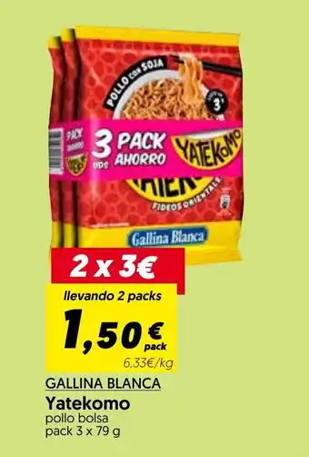 Hiper Usera Gallina Blanca Yatekomo pack 3 x 79g oferta