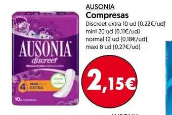Hiper Usera Ausonia Compresas Discreet extra 10ud oferta