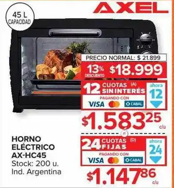 Andorra 2000 Axel horno eléctrico ax-hc45 oferta