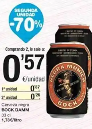 SPAR Segunda unidad -70% cerveza negra bock damm oferta
