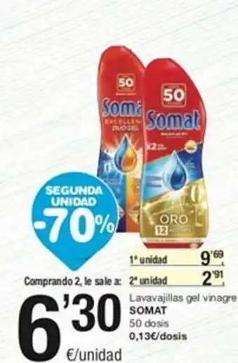 SPAR Segunda unidad -70% lavavajillas gel vinagre somat oferta