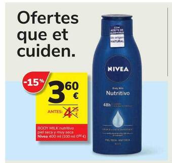 Supermercados Charter Body milk nutritivo piel seca y muy seca nivea oferta