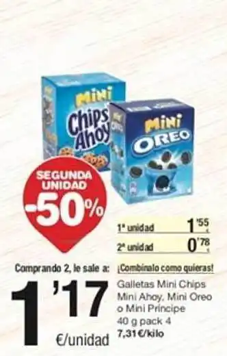SPAR Segunda unidad -50% galletas mini chips mini ahoy, mini oreo o mini principe oferta