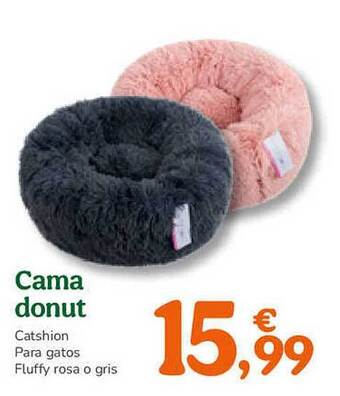 TiendAnimal Cama donut catshion para gatos fluffy rosa o gris oferta