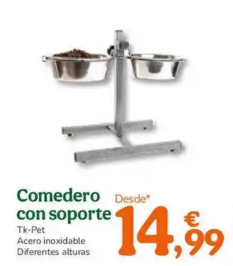 TiendAnimal Comedero con soporte tk-pet acero inoxidable diferentes alturas oferta
