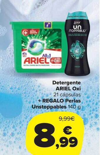 Carrefour Market Detergente ariel oxi + regalo perlas unstoppables oferta