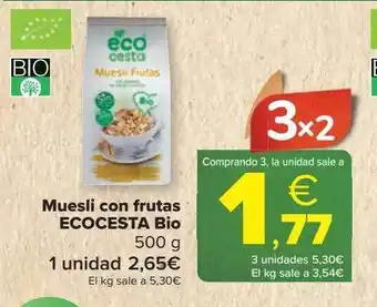 Carrefour Market Muesli con frutas ecocesta bio oferta