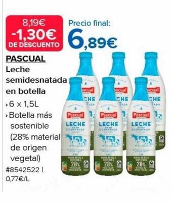 Costco Pascual leche semidesnatada en botella oferta