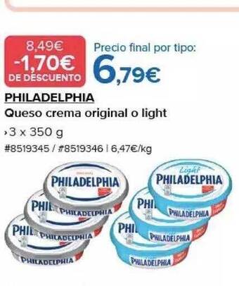 Costco Philadelphia queso crema original o light oferta