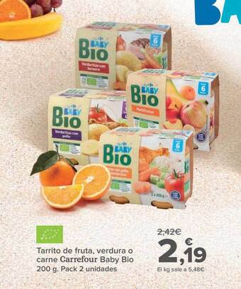 Carrefour Tarrito de fruta verdura o carne carrefour baby bio oferta