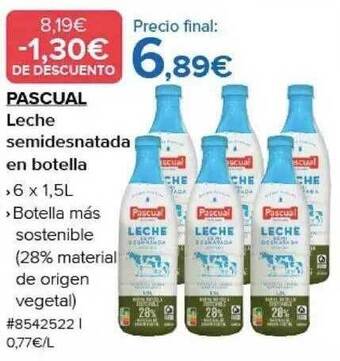 Costco Pascual leche semidesnatada en botella oferta
