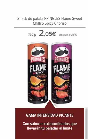 Carrefour Snack de patatas pringles flame sweet chilli o spicy chorizo oferta