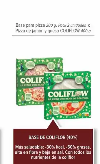 Carrefour Base para pizza o pizza de jamón y queso coliflow oferta
