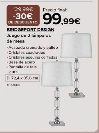 Costco Bridgeport design juego de 2 lámparas de mesa oferta