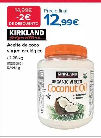 Costco Kirkland aceite de coco virgen ecológico oferta