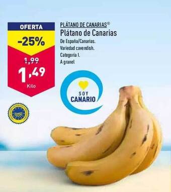 ALDI Plátano de canarias plátano de canarias oferta