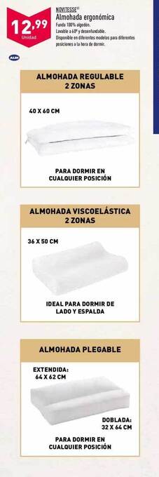 ALDI Novitesse almohada ergonómica oferta