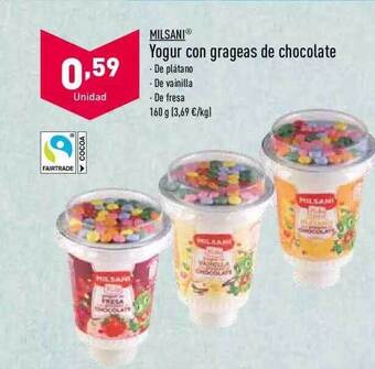 ALDI Milsani yogur con grageas de chocolate oferta