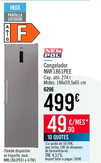 Carrefour New Pol Congelador NWF1861PEE oferta
