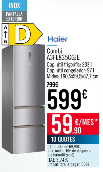 Carrefour Haier Combi A3FE835CGJE oferta