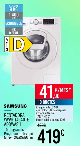Carrefour Samsung Rentadora WW90T4540TE Addwash oferta